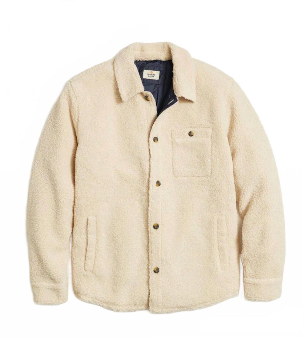 NEW MARINE LAYER men's sherpa overshirt in natural
